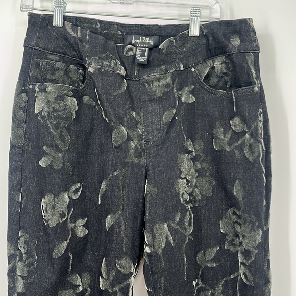 Joseph Ribkoff Black Floral Velvet Burnout Jeans Women’s Size 10 Excellent - Picture 3 of 11